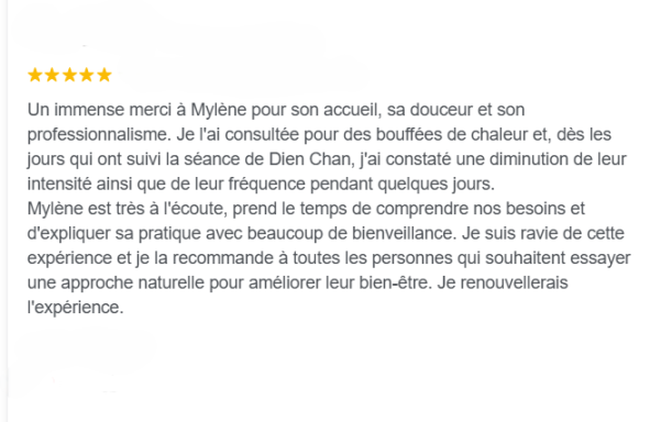 Texte explicatif sur l'accueil et le travail de Mylène dans un contexte professionnel.